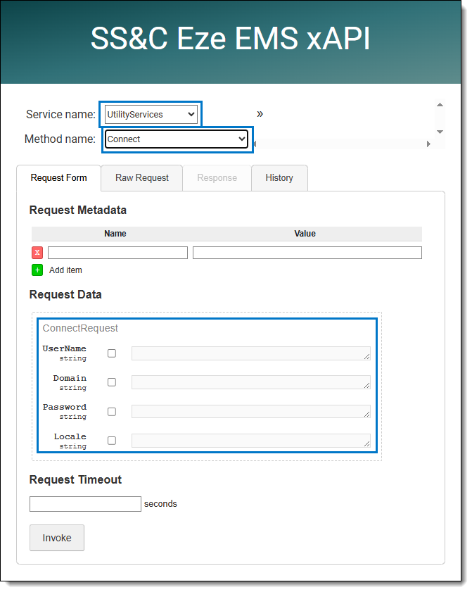 Screenshot of gRPC web UI with xAPI branding